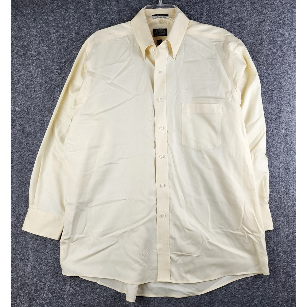 Eagle Shirtmakers Button Down Mens‎ 17 32/33 Cream Platinum Non-Iron Shirt